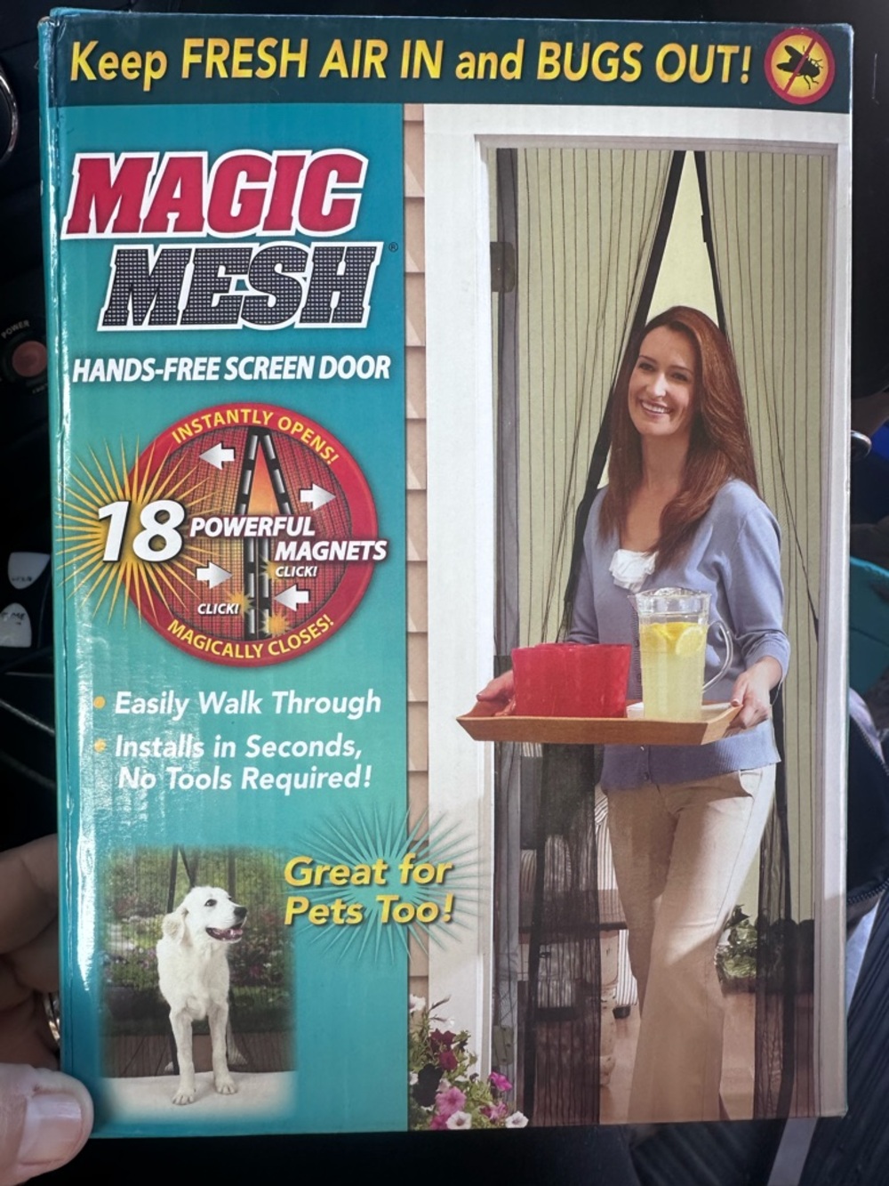 As Seen On TV Magic Mesh Hands-Free Screen Door - Black and Red Accents